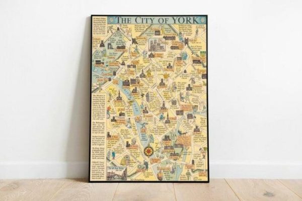 Vintage Wall Art | York Map Print, Fine Art Prints, 12×16 inches Vintage Wall Art Vintage Wall Art