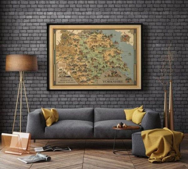 Vintage Wall Art | Yorkshire Map Print, Art History, 28×36 inches Vintage Wall Art Vintage Wall Art