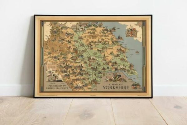 Vintage Wall Art | Yorkshire Map Print, Art History, 28×36 inches Vintage Wall Art Vintage Wall Art