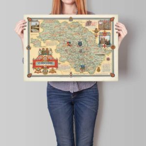 Vintage Wall Art | Yorkshire Map Wall Print, 1946 West Riding Map, 28×36 inches Vintage Wall Art Vintage Wall Art