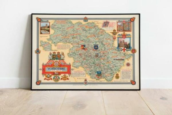 Vintage Wall Art | Yorkshire Map Wall Print, 1946 West Riding Map, 28×36 inches Vintage Wall Art Vintage Wall Art