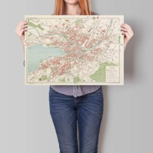 Vintage Wall Art | Zurich City Map Wall Print, Framed Map Wall Decor, 20×22 inches Vintage Wall Art Vintage Wall Art