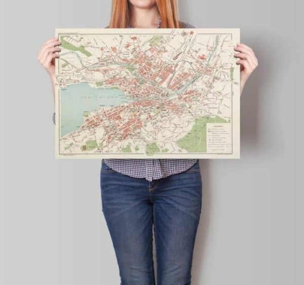 Vintage Wall Art | Zurich City Map Wall Print, Framed Map Wall Decor, 20×22 inches Vintage Wall Art Vintage Wall Art