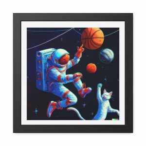 Wall Decor | Astronaut Playing Basketball In Space Framed Poster Wall Art Wall Wall Decor