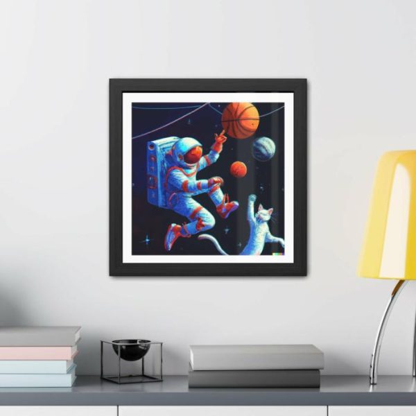 Wall Decor | Astronaut Playing Basketball In Space Framed Poster Wall Art Wall Wall Decor