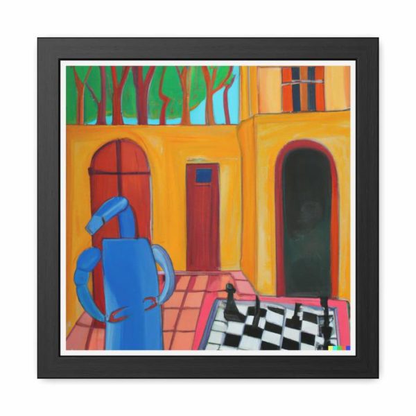 Wall Decor | Blue Robot Playing Chess Poster Wall Art Wall Wall Decor