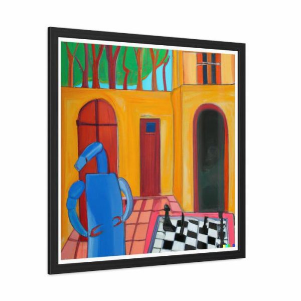 Wall Decor | Blue Robot Playing Chess Poster Wall Art Wall Wall Decor