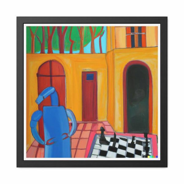 Wall Decor | Blue Robot Playing Chess Poster Wall Art Wall Wall Decor