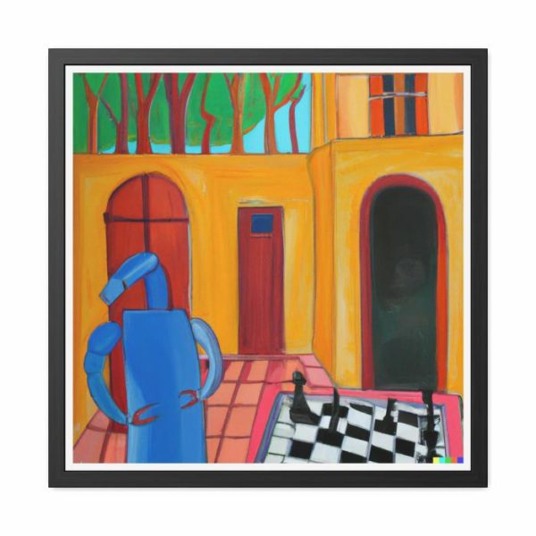 Wall Decor | Blue Robot Playing Chess Poster Wall Art Wall Wall Decor