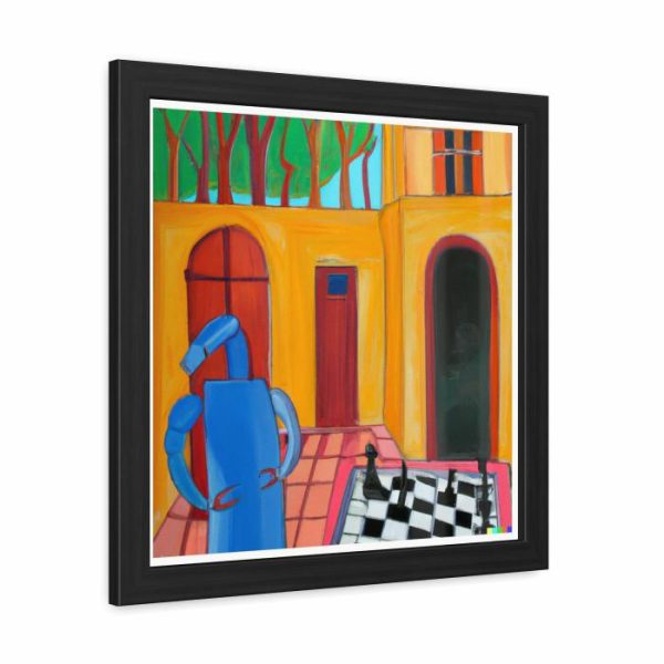 Wall Decor | Blue Robot Playing Chess Poster Wall Art Wall Wall Decor