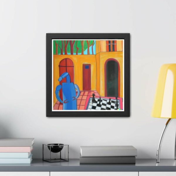 Wall Decor | Blue Robot Playing Chess Poster Wall Art Wall Wall Decor