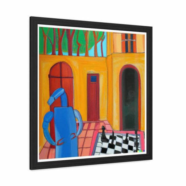 Wall Decor | Blue Robot Playing Chess Poster Wall Art Wall Wall Decor