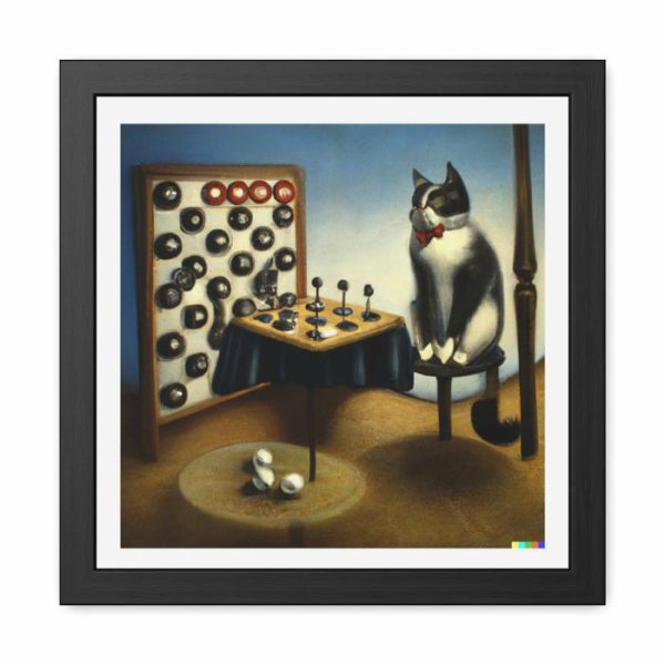 Wall Decor | Cat Playing Checkers Framed Poster Wall Art Wall Wall Decor