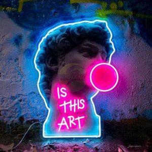 Wall Decor | David Blowing Gum "Is This Art" Neon Light Wall Art, 40 cm/15.75 in Wall Decor