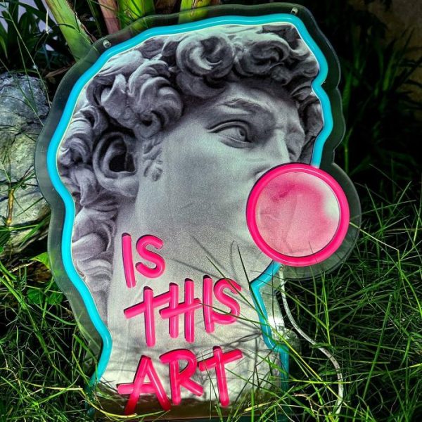 Wall Decor | David Blowing Gum "Is This Art" Neon Light Wall Art, 40 cm/15.75 in Wall Decor