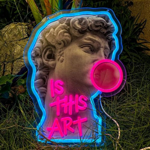 Wall Decor | David Blowing Gum "Is This Art" Neon Light Wall Art, 40 cm/15.75 in Wall Decor