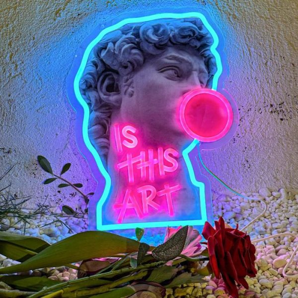 Wall Decor | David Blowing Gum "Is This Art" Neon Light Wall Art, 40 cm/15.75 in Wall Decor