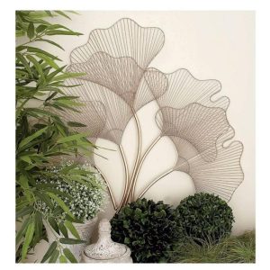 Wall Decor | Distressed Rose Gold Ginkgo Leaves Wall Hanging Decor Wall Wall Decor