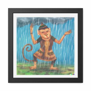 Wall Decor | Hanuman Monkey Enjoying Rain Framed Poster Wall Art Wall Wall Decor