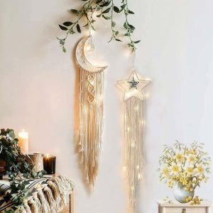 Wall Decor | Moon & Star Dream Catchers Macrame Wall Art Macrame Wall Art