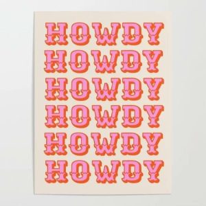 Wall Decor | Pink Howdy Wall Art Poster Wall Wall Decor