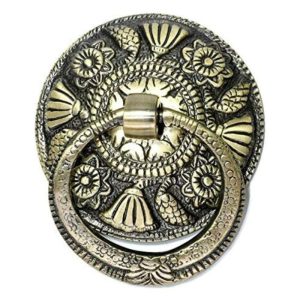 Wall Decor | Round Carved Flower Brass Door Knocker Wall Wall Decor