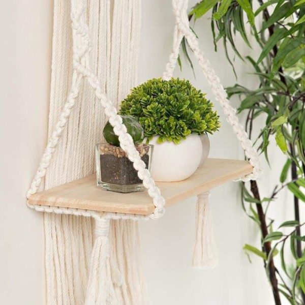 Wall Decor | Skyla Macrame Hanging Shelf Wall Décor Macrame Wall Art Macrame Wall Art