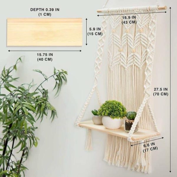 Wall Decor | Skyla Macrame Hanging Shelf Wall Décor Macrame Wall Art Macrame Wall Art