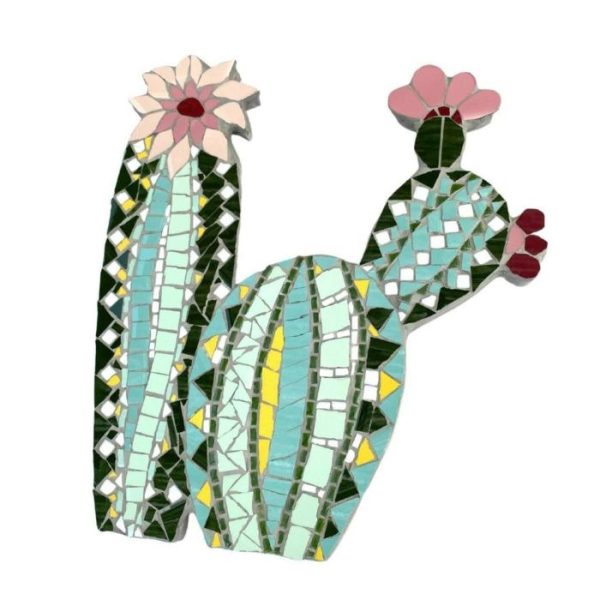 Wall Decor | Small Cactus Mosaic Wall Hanging, 10" x 12" Wall Wall Decor