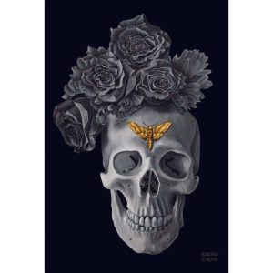 Wall Decor | Vanitas 2 Floral Decorated Skull And Butterfly Wall Art Wall Wall Decor