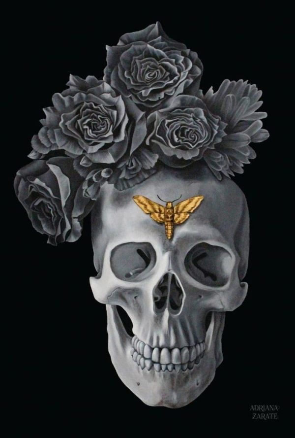 Wall Decor | Vanitas 2 Floral Decorated Skull And Butterfly Wall Art Wall Wall Decor