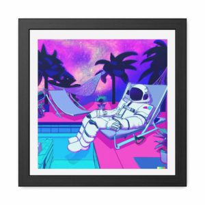 Wall Prints | Astronaut Lounging By Pool Framed Poster Wall Art Wall Wall Decor