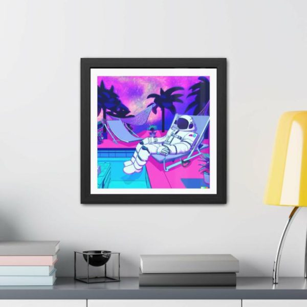 Wall Prints | Astronaut Lounging By Pool Framed Poster Wall Art Wall Wall Decor