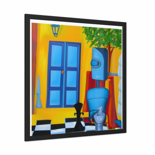 Wall Prints | Blue Robot Ii Playing Chess Poster Wall Art Wall Wall Decor