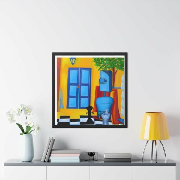 Wall Prints | Blue Robot Ii Playing Chess Poster Wall Art Wall Wall Decor