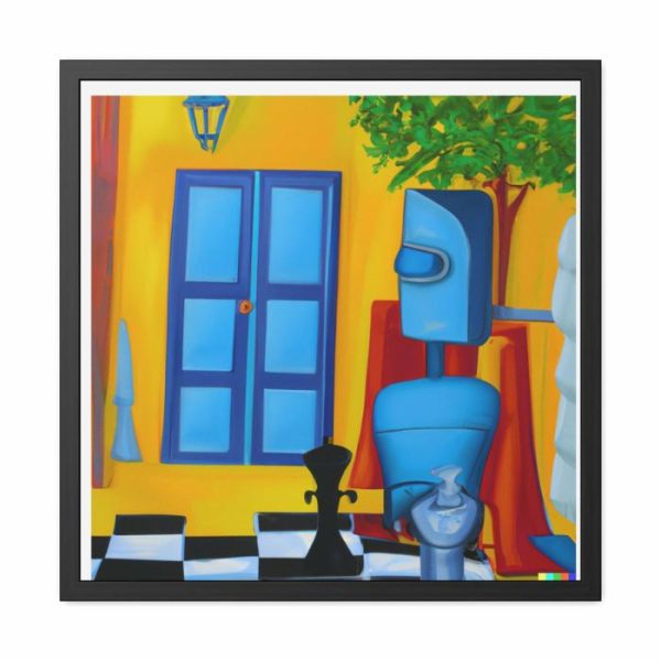 Wall Prints | Blue Robot Ii Playing Chess Poster Wall Art Wall Wall Decor