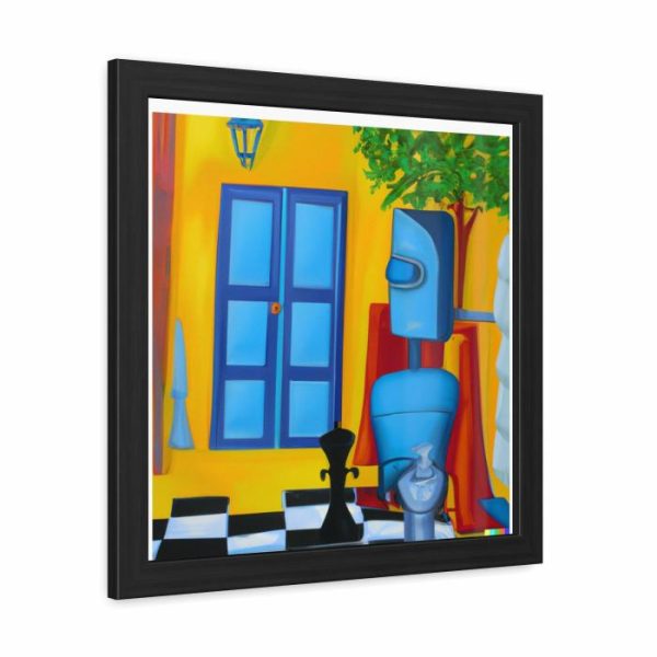 Wall Prints | Blue Robot Ii Playing Chess Poster Wall Art Wall Wall Decor