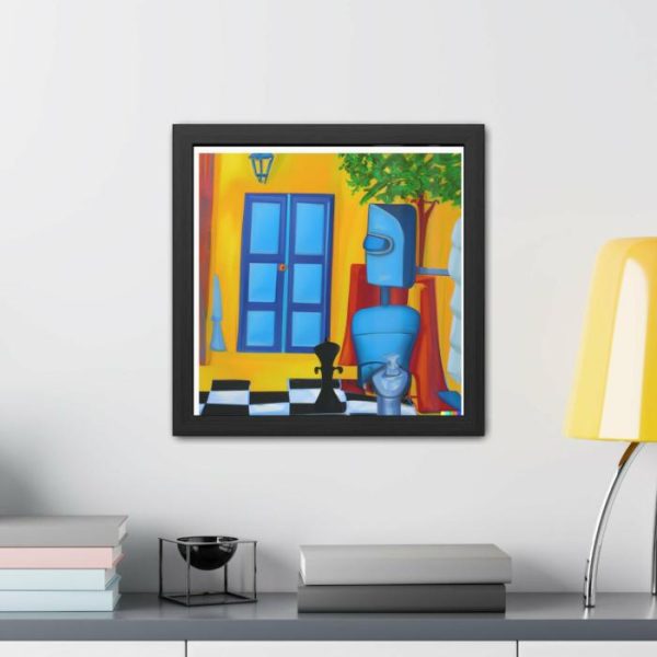 Wall Prints | Blue Robot Ii Playing Chess Poster Wall Art Wall Wall Decor