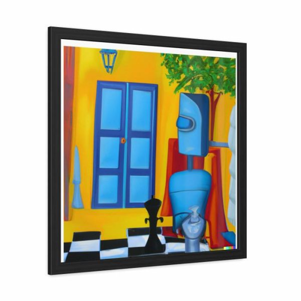 Wall Prints | Blue Robot Ii Playing Chess Poster Wall Art Wall Wall Decor