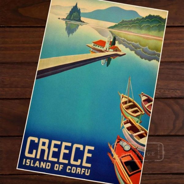 Wall Prints | Greece Island Of Corfu Retro Wall Art Wall Wall Decor