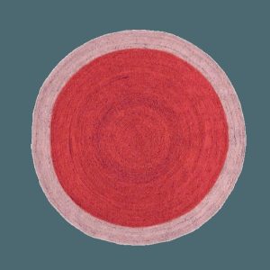 Round Rugs | Two Toned Red Round Jute Rug, 2′ x 2′ Jute Rugs Jute Rugs