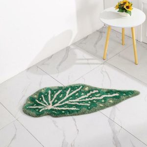 Bath Mats | Green Monstera Leaf Shape Bath Mat Bath Mats Bath Mats