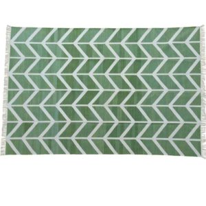 Cotton Rugs | Chevron Organic Vegetable Dyed Indian Dhurrie Reversible Cotton Rug – Green, 2′ x 3′ Cotton Rugs Cotton Rugs