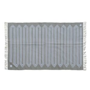 Cotton Rugs | Handwoven Gray Snake Inspired Cotton Rug With Fringes, 3′ x 5′ Cotton Rugs Cotton Rugs