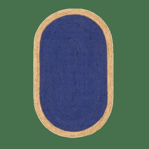 Jute Rugs | Blue Oval Jute Rug, 2′ x 3′ Jute Rugs Jute Rugs