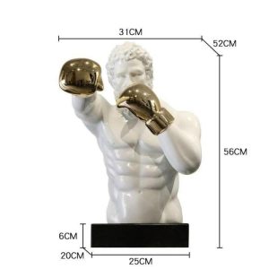 Accent Decor | Grand Boxing Man With Golden Gloves Statue Accent Decor Accent Decor