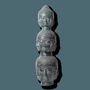 Accent Decor | Three Buddha Head Bronze Statue Accent Decor Accent Decor