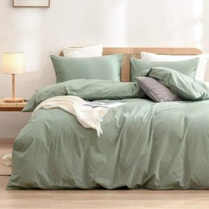 Bedding | 100% Cotton Duvet Cover Set – Sage Green, Twin US Bedding Bedding