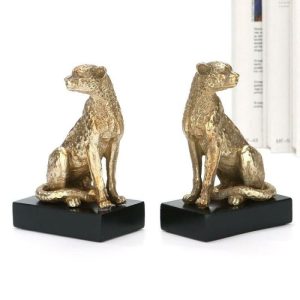 Stationery | Regal Gold Leopards Decorative Bookends Home Decoration Stationery