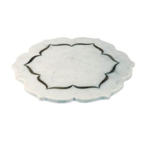 Serveware | Charcuterie Marble Platter With Pure Brass Inlay Work Kitchen Serveware